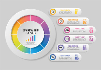 Vector Infographic Design Template with Options Steps and Marketing Icons can be used for info graph, presentations, process, diagrams, annual reports, workflow layout