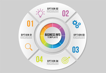 Vector Infographic Design Template with Options Steps and Marketing Icons can be used for info graph, presentations, process, diagrams, annual reports, workflow layout