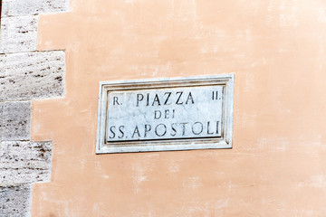 Holy Apostles square name sign, Rome, Italy