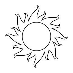 Sun cartoon over white background in black and white