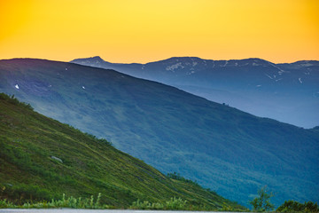 Fototapeta premium Sunset over mountains, Norway
