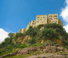 Fototapeta na wymiar Aerial view to Mahwit city and Haraz mountain in Yemen