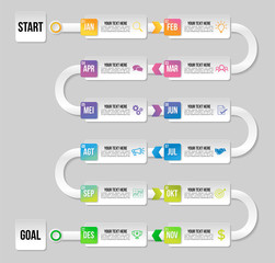 Vector Infographic Design Template with Options Steps and Marketing Icons can be used for info graph, presentations, process, diagrams, annual reports, workflow layout