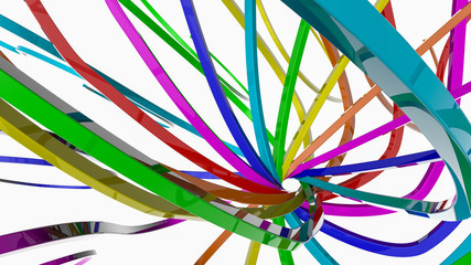 background from multi-colored three-dimensional stripes. Abstract rainbow illustration. 3d render