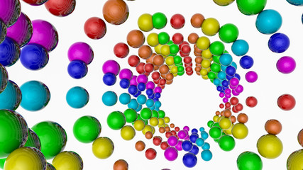 background from multi-colored three-dimensional spheres. Abstract rainbow illustration. 3d render