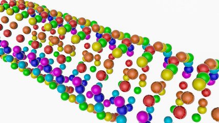 background from multi-colored three-dimensional spheres. Abstract rainbow illustration. 3d render