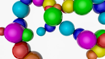 background from multi-colored three-dimensional spheres. Abstract rainbow illustration. 3d render