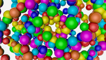 background from multi-colored three-dimensional spheres. Abstract rainbow illustration. 3d render