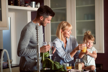 Morning in happy family