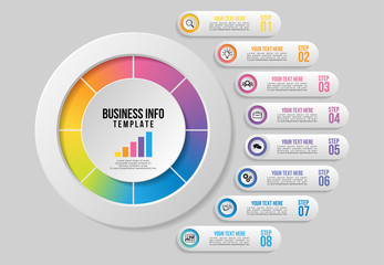 Vector Infographic Design Template with Options Steps and Marketing Icons can be used for info graph, presentations, process, diagrams, annual reports, workflow layout