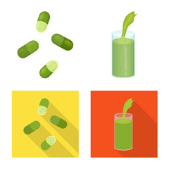 Isolated object of protein and sea sign. Set of protein and natural stock symbol for web.
