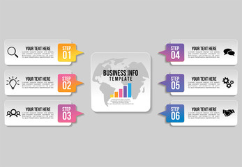 Vector Infographic Design Template with Options Steps and Marketing Icons can be used for info graph, presentations, process, diagrams, annual reports, workflow layout