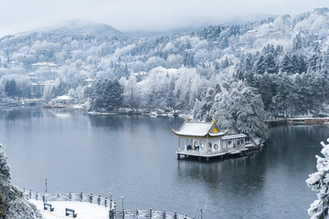 beautiful winter landscape on lushan mountain