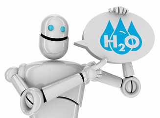 Obraz na płótnie Canvas Water H20 Drinkable Clean Resource Robot Speech Bubble Technology 3d Illustration