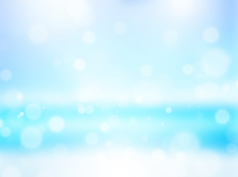 Blur image of abstract beautiful sea in summer background and bokeh light