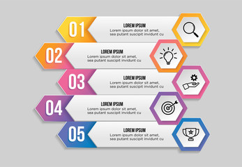Vector Infographic Design Template with Options Steps and Marketing Icons can be used for info graph, presentations, process, diagrams, annual reports, workflow layout
