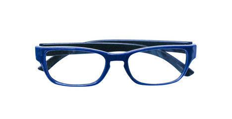 Fototapeta premium Dark blue glasses isolated on white background with clipping path