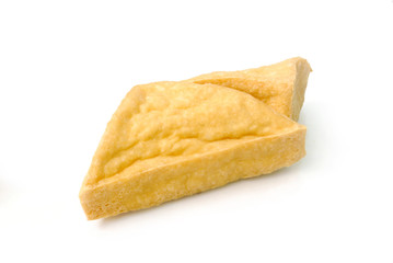 Fried Tofu on white background.(with Clipping Path).
