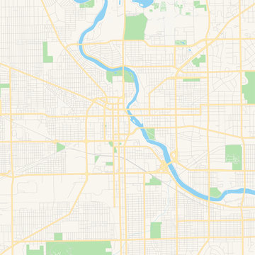 Empty vector map of South Bend, Indiana, USA