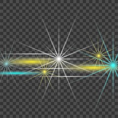 Obraz premium White beautiful light explodes with a transparent explosion. Vector, bright illustration for perfect effect with sparkles. Bright Star. Transparent shine of the gloss gradient, bright flash.