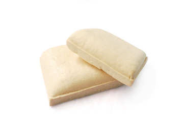 Fresh tofu on white background.(with Clipping Path).