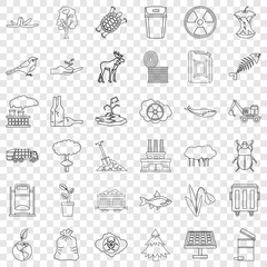 Catastrophe icons set. Outline style of 36 catastrophe vector icons for web for any design