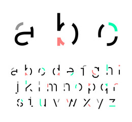 Abstract font. Abstract alphabet. Font design. Minimalist alphabet. Abc design. Geometric abstract technology font. Futuristic alphabet for logotype. Design letters and numbers logo. 