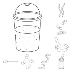 Vector design of food and vegan sign. Set of food and weed stock vector illustration.