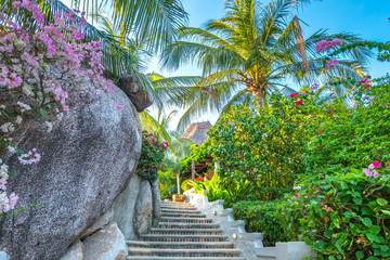 Beautiful old staircase ladder at the Phangan island Thailand