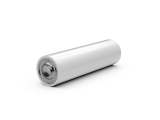 Blank power battery, empty AA accumulator, clear cylinder ecology battery mock up template on isolated white background, 3d illustration