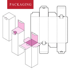 Vector Illustration of Box.Package Template. Isolated White Retail Mock up.No glue.