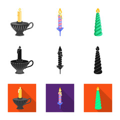 Vector design of relaxation and flame icon. Set of relaxation and wax stock symbol for web.
