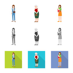 Isolated object of character and avatar  sign. Collection of character and portrait vector icon for stock.