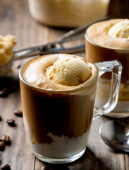 Affogato, coffee with vanilla ice cream