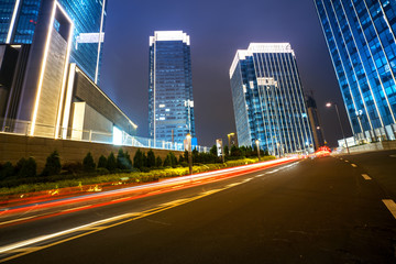 Fototapeta na wymiar Office buildings and highways at night in the financial center, chongqing, China