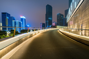 Fototapeta premium Office buildings and highways at night in the financial center, chongqing, China