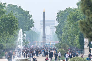 Streetview of Champs d'Elysees from Louvre Museum Paris