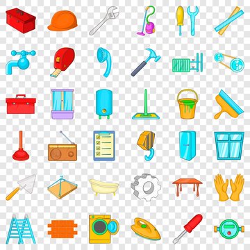 Screwdriver icons set. Cartoon style of 36 screwdriver vector icons for web for any design