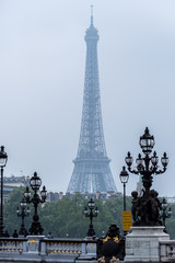 Fototapeta na wymiar Panoramic Eiffel Tower of Paris France