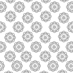 Black and white floral pattern with simple geometric ornate for brand, product, gift or card background