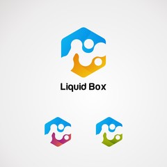 colorful liquid in hexagon logo vector concept, icon, element, and template for company