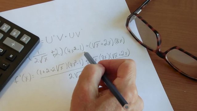 Mathematician  is working with a specific calculus equation to sole a problem.