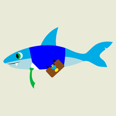 Business shark. Isolated vector illustration