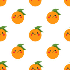 cute oranges fruits vector seamless pattern