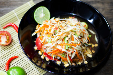 Papaya salad with shrimp, famous Thai food, Thai Salad, 