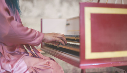 Close up of playing the Harpsichord