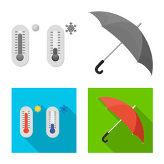 Vector design of weather and climate logo. Collection of weather and cloud stock vector illustration.