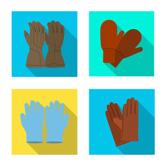 Vector illustration of glove and winter symbol. Set of glove and equipment stock vector illustration.