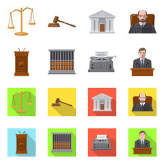 Vector illustration of law and lawyer logo. Set of law and justice vector icon for stock.