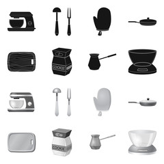 Vector design of kitchen and cook symbol. Set of kitchen and appliance stock vector illustration.